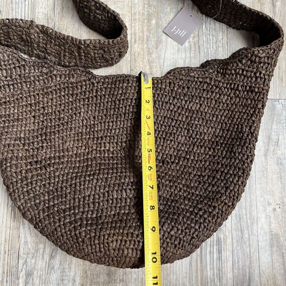 J. Jill Brown Woven Raffia Straw HOBO BAG Purse Tote Shoulder Bag 12"×14" NWT - Picture 8 of 10